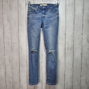 Garage Women's High Waist Skinny Blue Denim Stretch Jeans Size 0 Distressed.